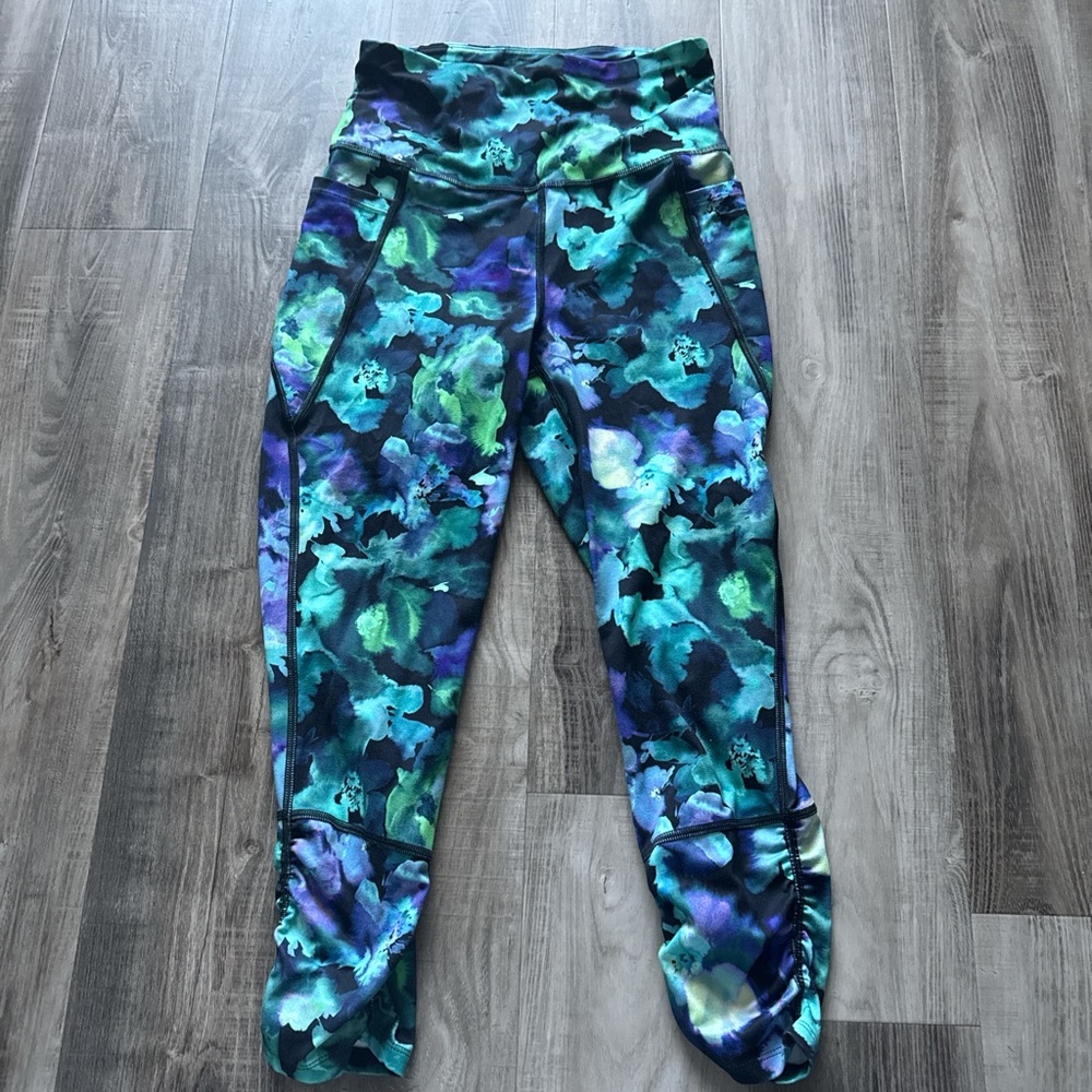 Purple and Green floral Leggings